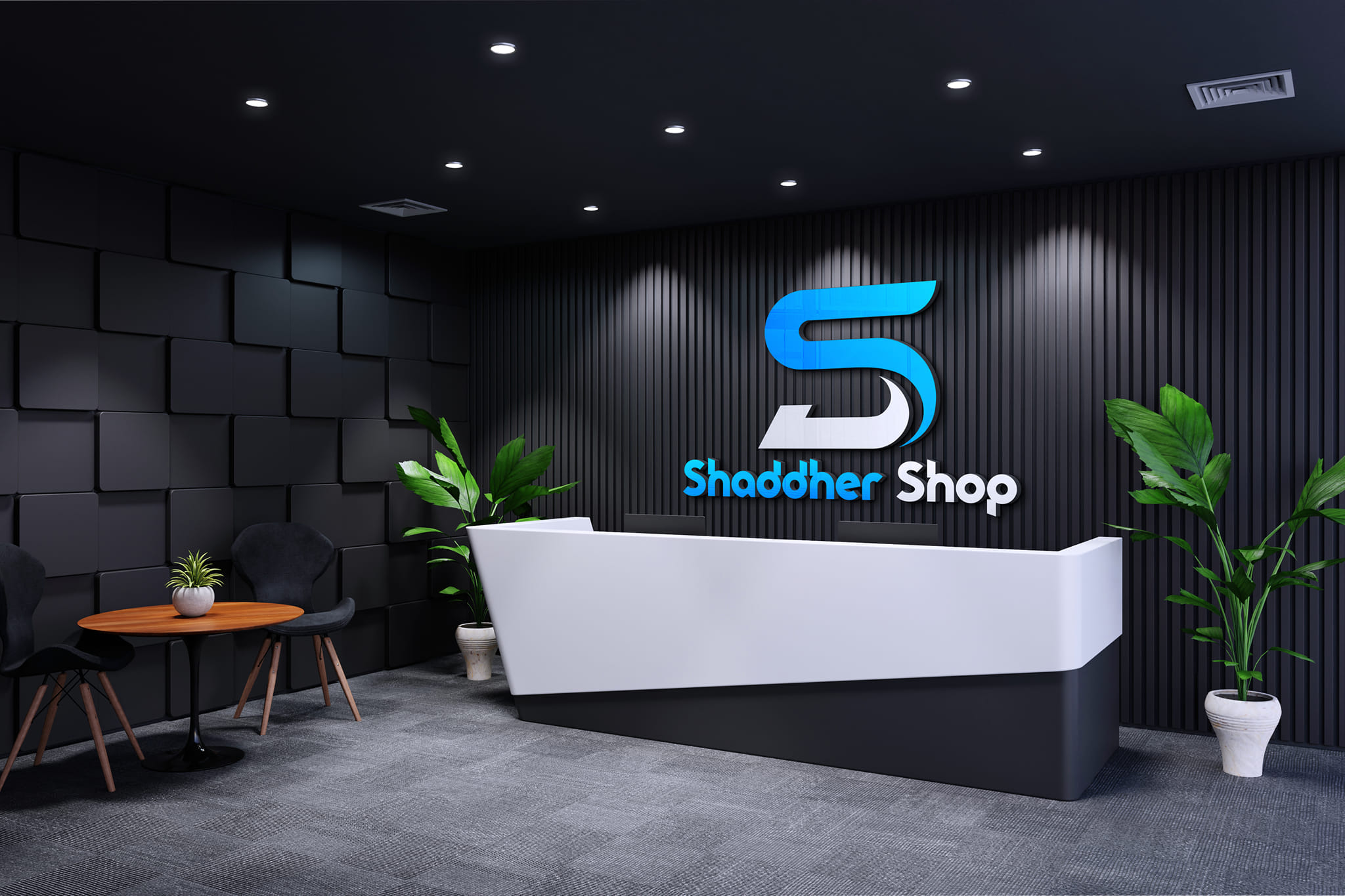 Office reception 3d logo mockup